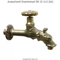 Garten-Wasserhahn / Auslaufventil Drachenkopf, DN 15 aus Messing poliert
