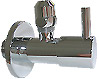 Design Eckventil aus Messing verchromt, 1/2 Zoll x 10 mm, mit Keramikoberteil. �ffnen / schlie�en 90�.