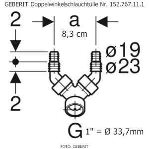 Geberit Nr. 152.767.11.1 Doppelwinkelschlauchtülle Masse