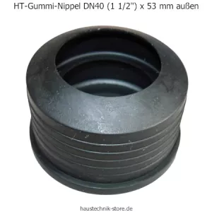 HT-Gummi-Nippel DN 40 (1 1/2 Zoll) x 53 mm außen, für Sifonanschluss