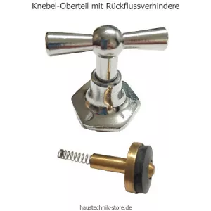 Knebel-Oberteil stopfbuchslos, verchromt mit Rückflussverhinderer DN 15 (1/2 Zoll)