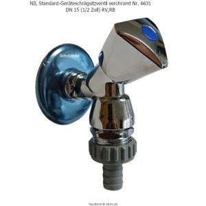 NIL Standard-Geräteschrägsitzventil verchromt Nr. 6631 DN 15 (1/2 Zoll) RV,RB