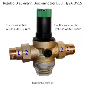Resideo Braukmann Druckminderer Typ D06F-1/2A DN15 (1/2 Zoll)