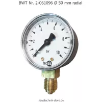 Manometer radial DN8 1/4 Zoll unten 0 bis 10 bar D 50mm